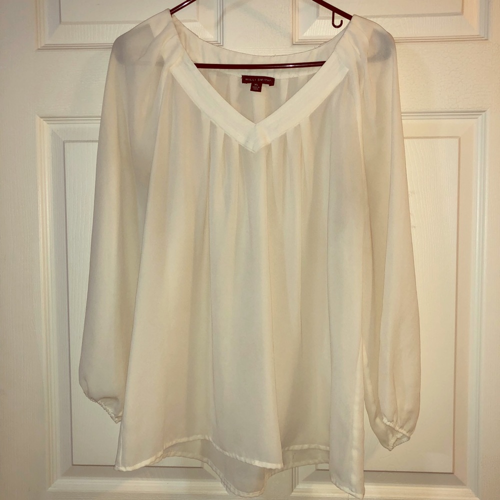 Cream long sleeve blouse
